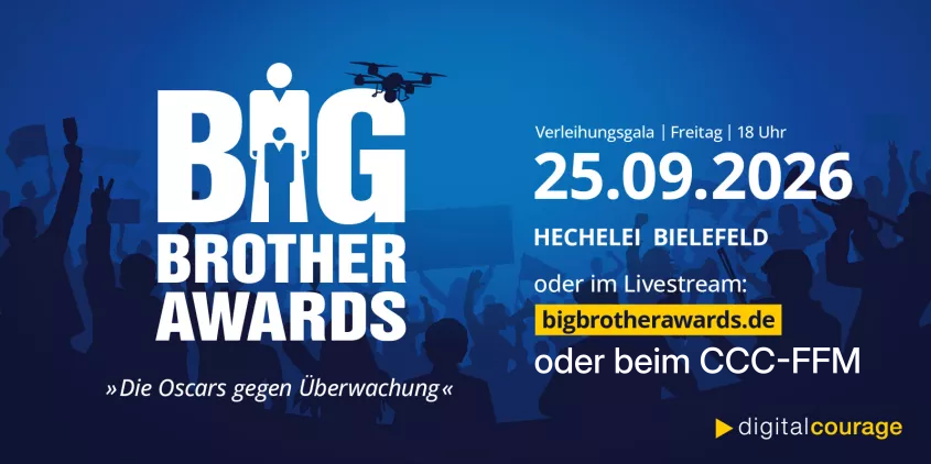 Fr., 25.09. ab 18:00 Uhr – BigBrotherAwards Live Stream im HQ
